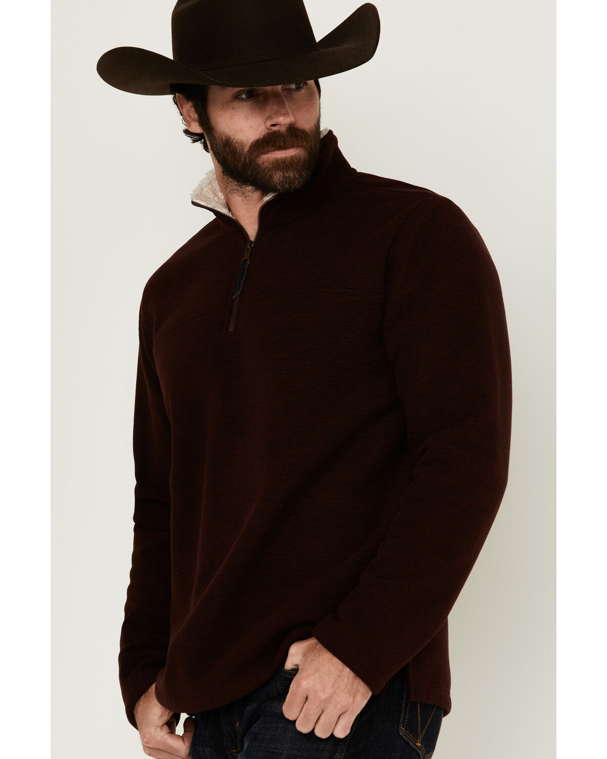 Image #2 - Cody James Men's Arctic Solid 1/4 Zip Fleece Pullover, Burgundy, hi-res
