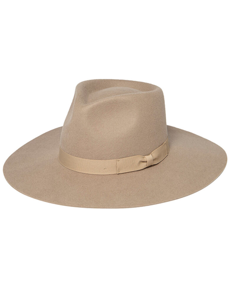 Shyanne Women's Beige Stiff Brim Grossgrain Wool Felt Fedora Hat , Beige/khaki, hi-res