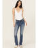 Image #3 - Miss Me Women's Medium Wash Mid Rise Wing Pocket Bootcut Stretch Denim Jeans, Medium Wash, hi-res