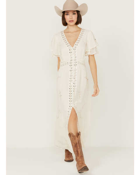 Image #1 - Shyanne Women's Embellished Short Sleeve Maxi Dress, Cream, hi-res