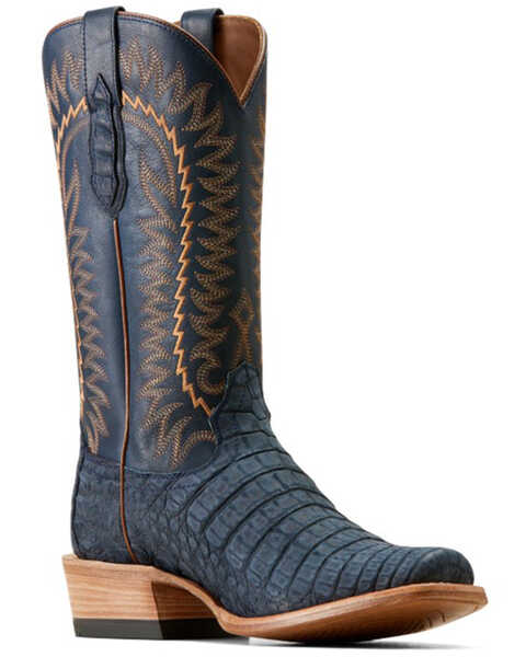 Image #1 - Ariat Men's Futurity Finalist Exotic Caiman Western Boots - Square Toe , Navy, hi-res