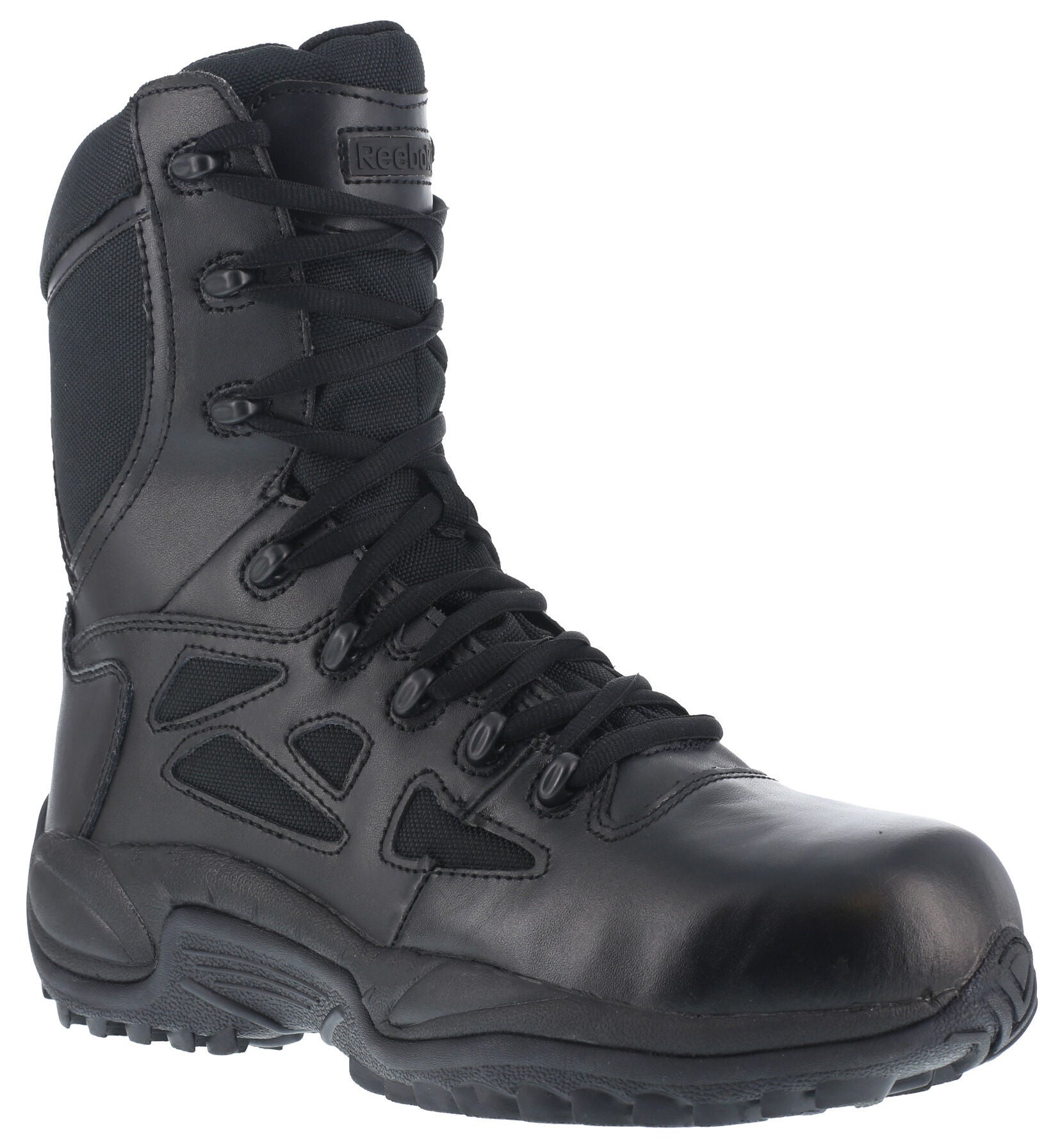 Reebok Women's Stealth 8" Lace-Up Black Side-Zip Work Boots - Composite Toe, Black, hi-res