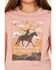 Image #3 - Shyanne Girls' Long Live Cowgirls Short Sleeve Graphic Tee, Pink, hi-res
