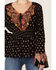 Image #2 - Angie Women's Bell Sleeve Floral Border Print Top, , hi-res