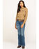 Image #7 - Wrangler Women's Solid Long Sleeve Snap Western Shirt, Tan, hi-res