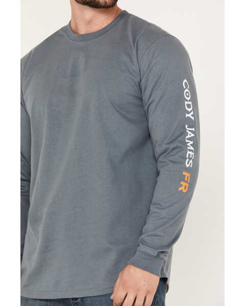 Image #3 - Cody James Men's FR Long Sleeve Logo Work Shirt, Steel Blue, hi-res