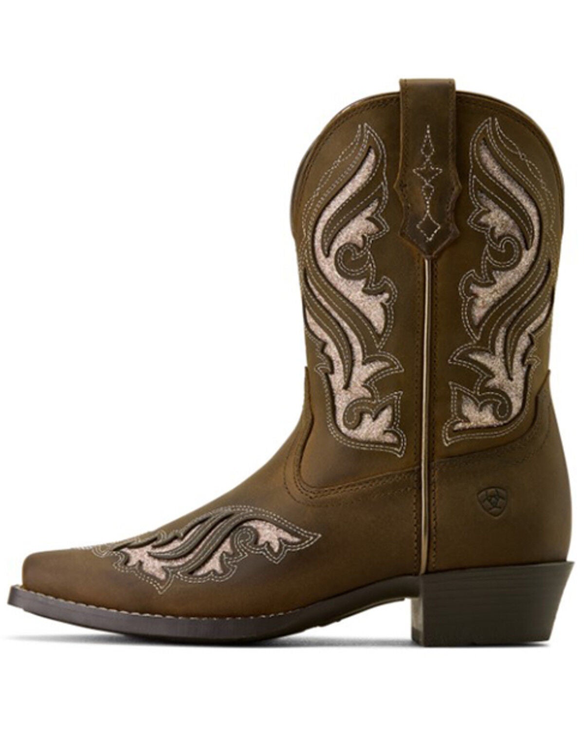 Image #3 - Ariat Girls' Fashion Bliss Inlay Western Boots - Snip Toe, Brown, hi-res