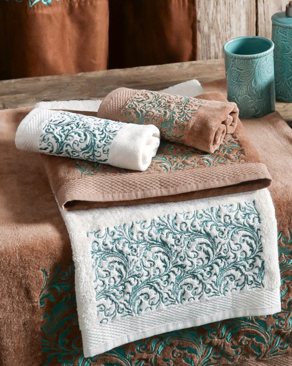 Image #2 - HiEnd Accents Wyatt Embroidered Towel Set - 3 Piece, Cream, hi-res