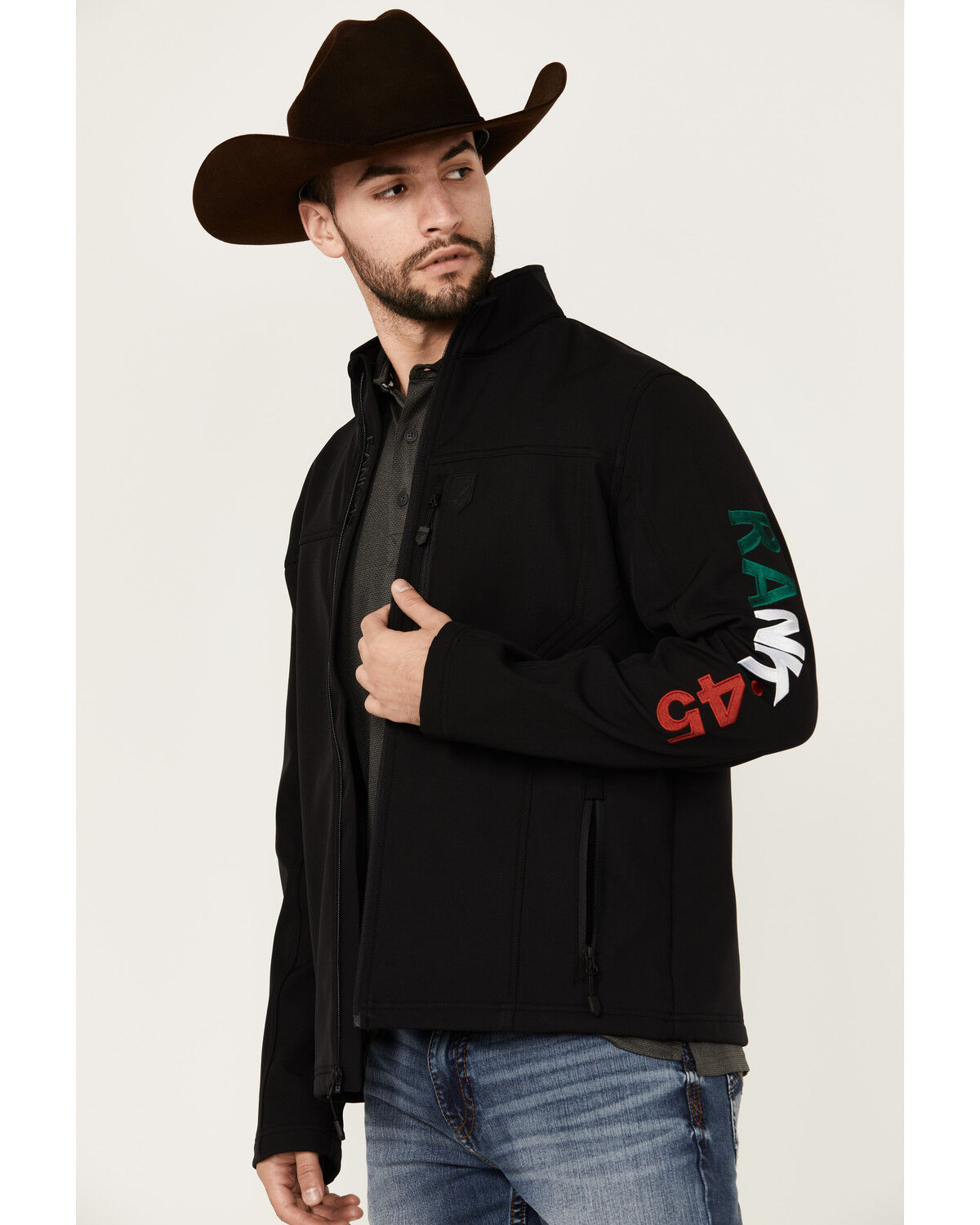 Image #3 - RANK 45® Men's Mexico Embroidered Seal Softshell Jacket, Black, hi-res