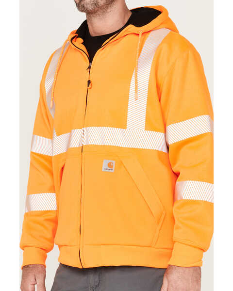 Image #3 - Carhartt Men's Hi-Vis Brite Orange Loose Fit Thermal Full-Zip Hooded Work Sweatshirt , Bright Orange, hi-res
