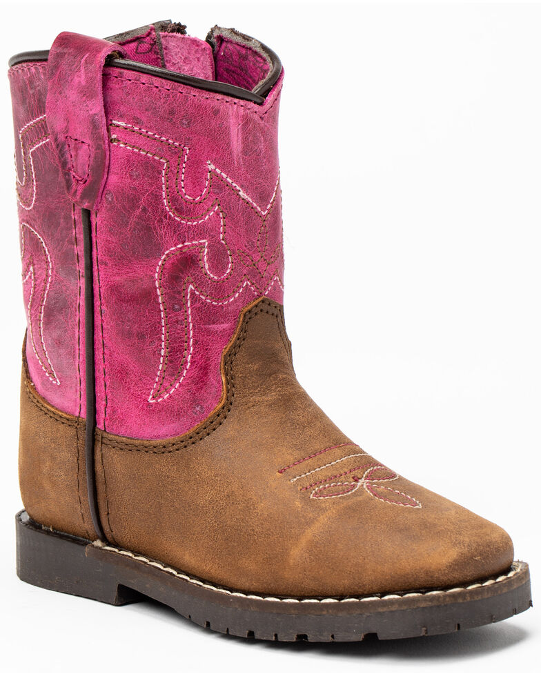 Shyanne Infant Girls' Pink Top Western Boots - Round Toe, Brown/pink, hi-res