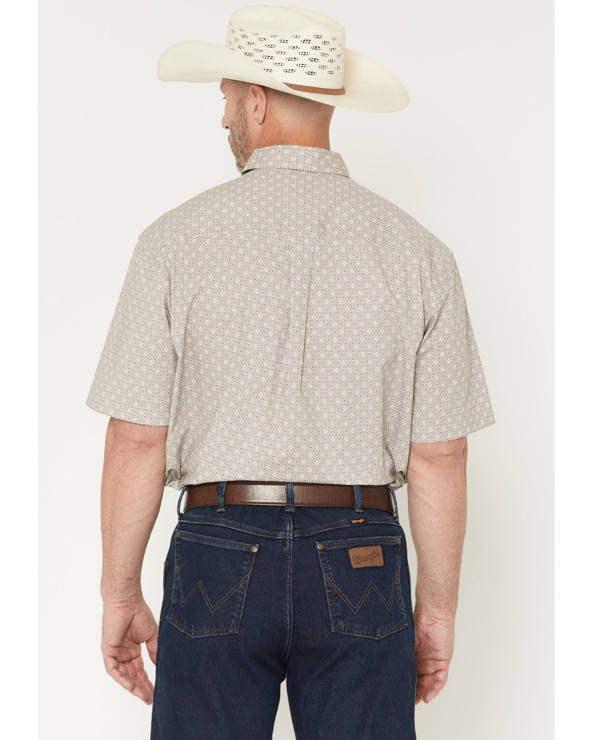 Image #4 - George Strait by Wrangler Men's Floral Geo Print Short Sleeve Button-Down Stretch Western Shirt - Big, Brown, hi-res