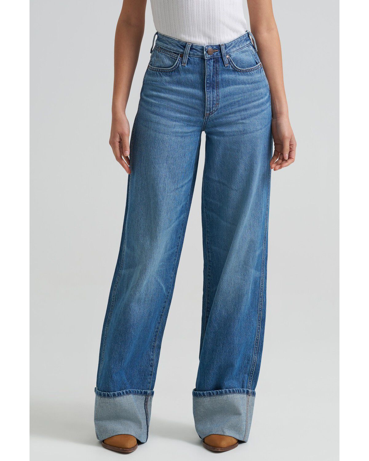 Wrangler Retro Women's Milena Medium Wash High Rise Wide Leg Denim Jeans, Medium Wash, hi-res