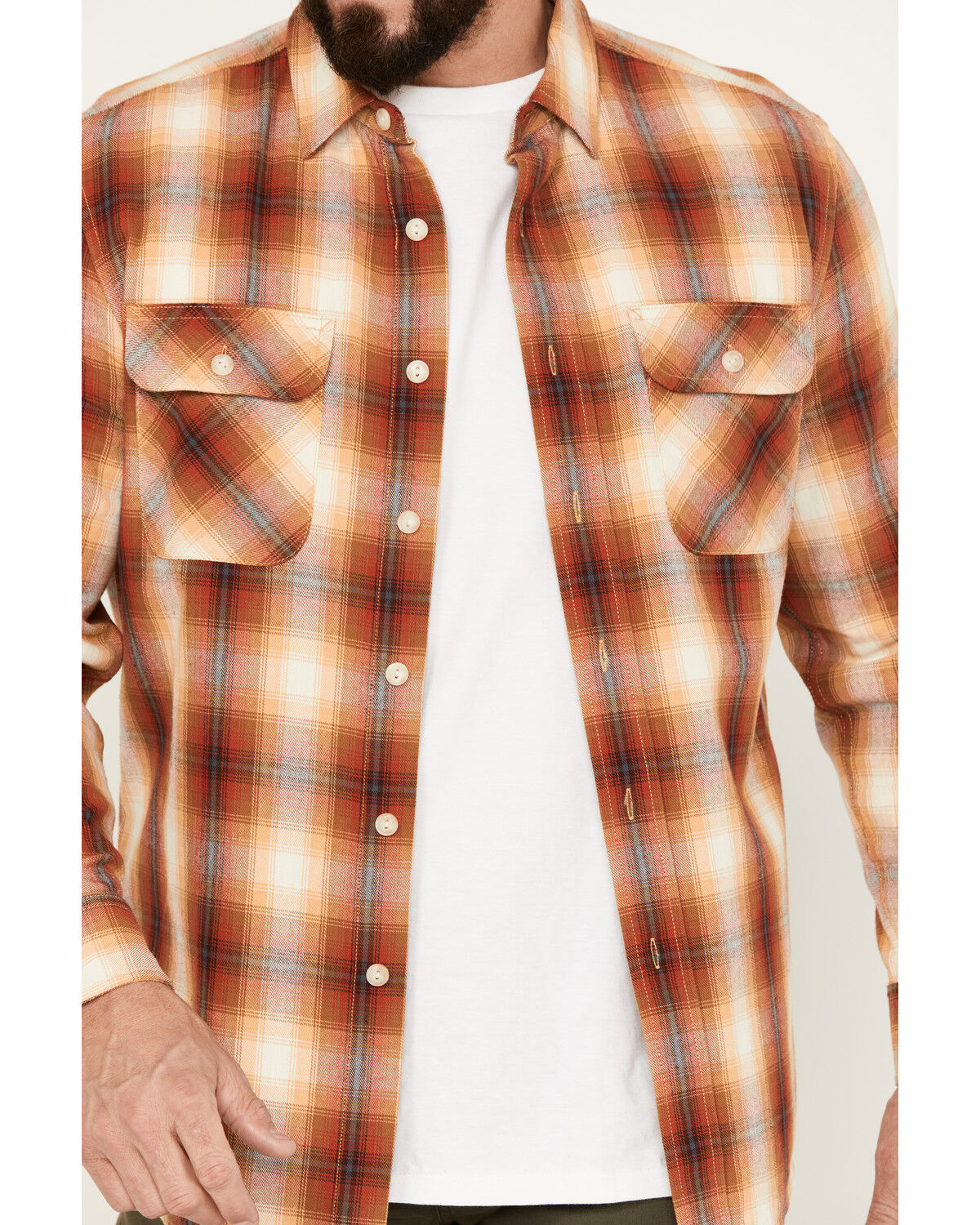 Image #3 - Pendleton Men's Beach Shack Plaid Print Long Sleeve Button-Down Western Shirt, Red, hi-res