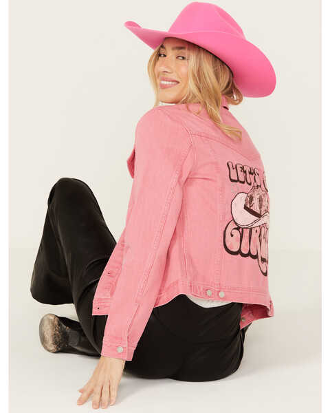 Image #1 - Grace in LA Women's Let's Go Girls Denim Jacket , Pink, hi-res