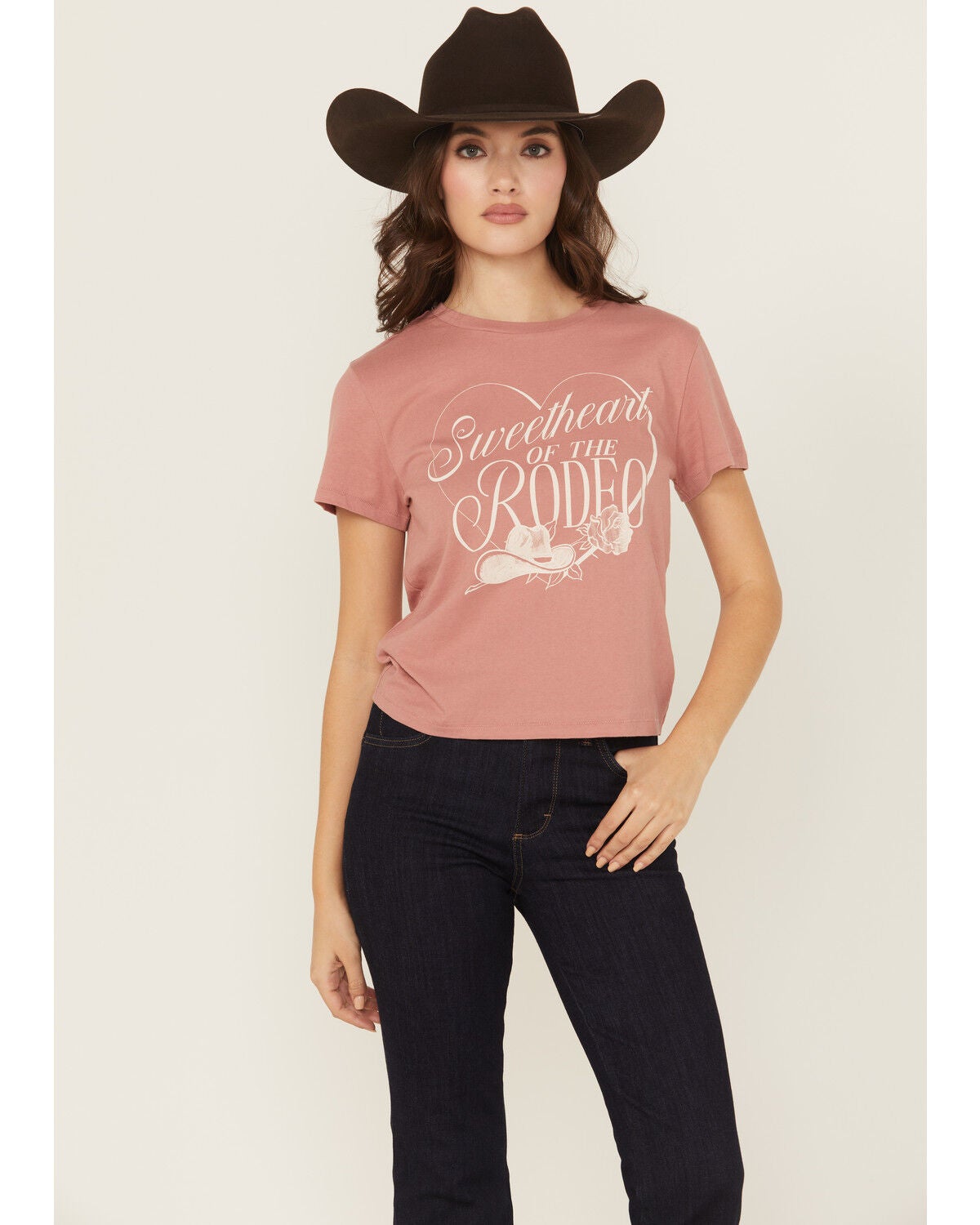 White Crow Women's Sweetheart of the Rodeo Short Sleeve Graphic Tee, Pink