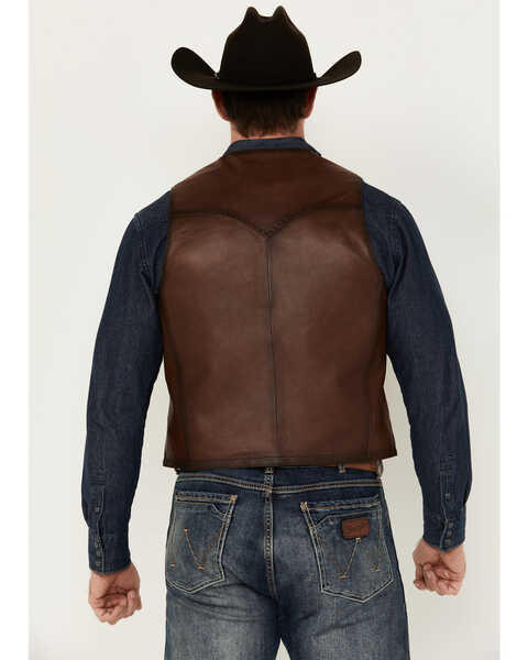 Image #4 - Scully Men's Leather Vest , Brown, hi-res