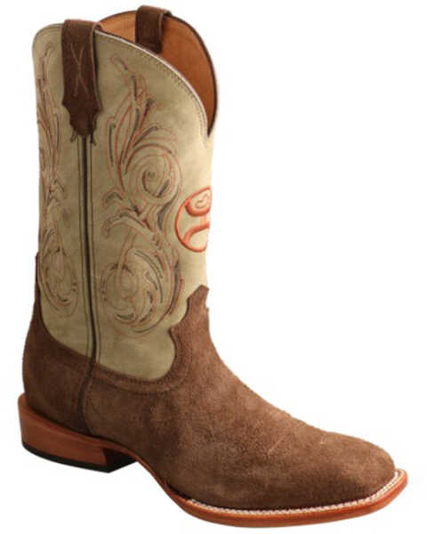 Twisted X Men's Hooey CellSole Leather Western Boots - Broad Square Toe , Brown, hi-res