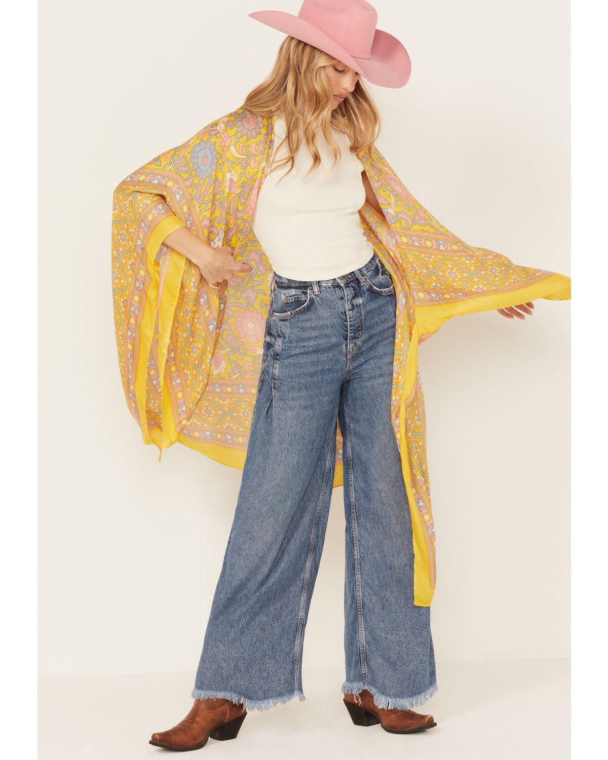 Image #1 - Free People Women's Magic Dance Kimono, Yellow, hi-res