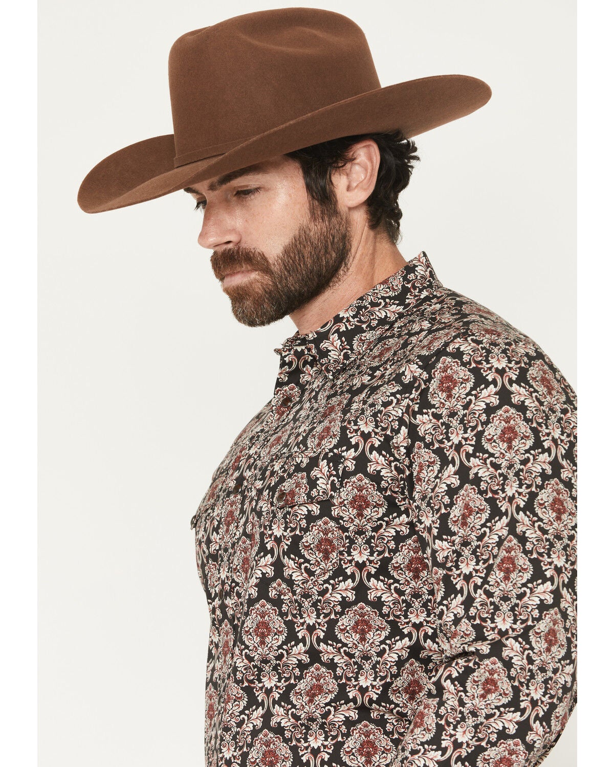 Image #2 - Gibson Trading Co Men's Bloomin Paisley Print Long Sleeve Snap Western Shirt - Tall, Black, hi-res
