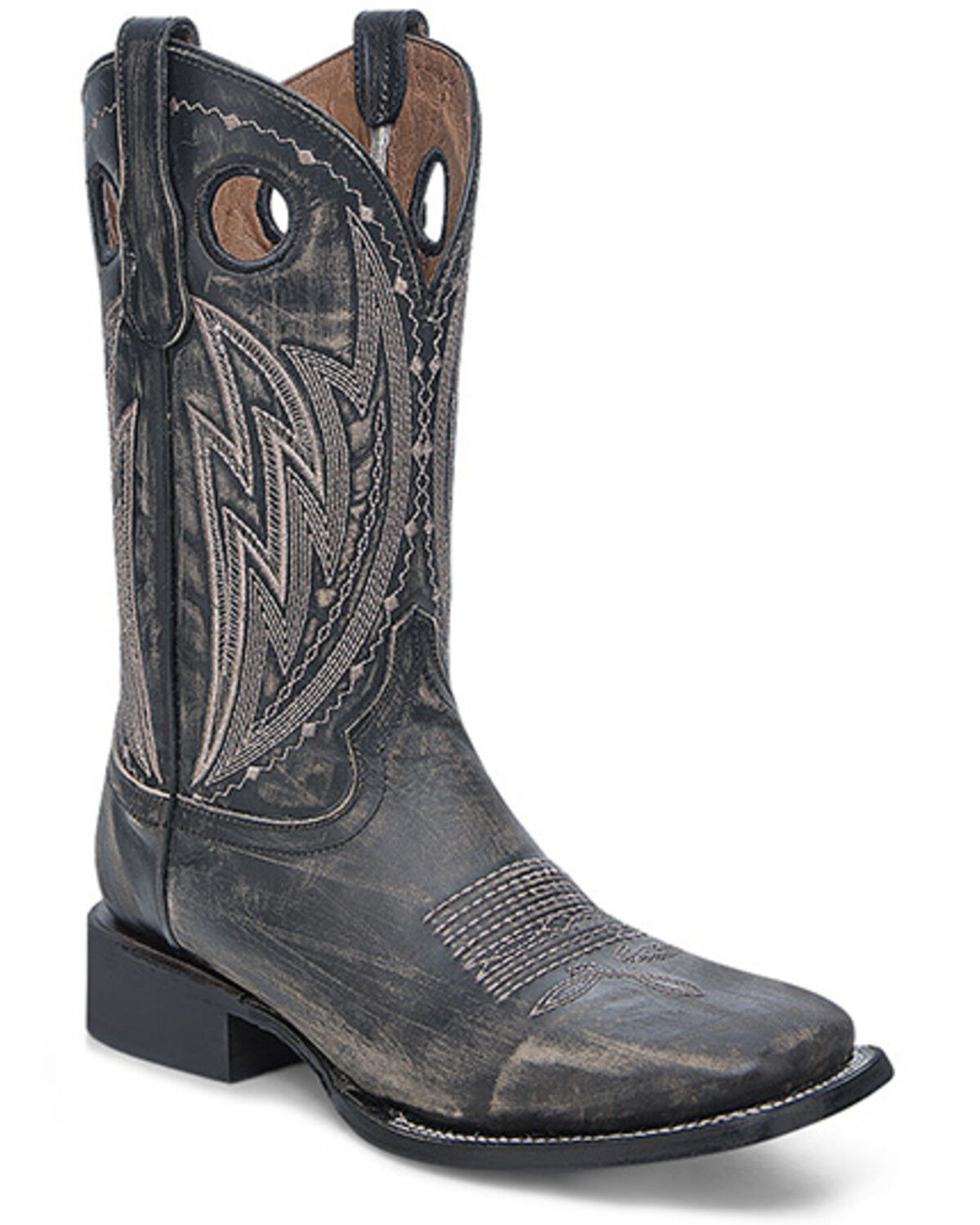 Image #1 - Corral Men's Distressed Cut Out Western Boots - Broad Square Toe, Black, hi-res
