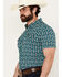 Image #2 - Panhandle Men's Southwestern Print Short Sleeve Snap Western Stretch Western Shirt, Turquoise, hi-res