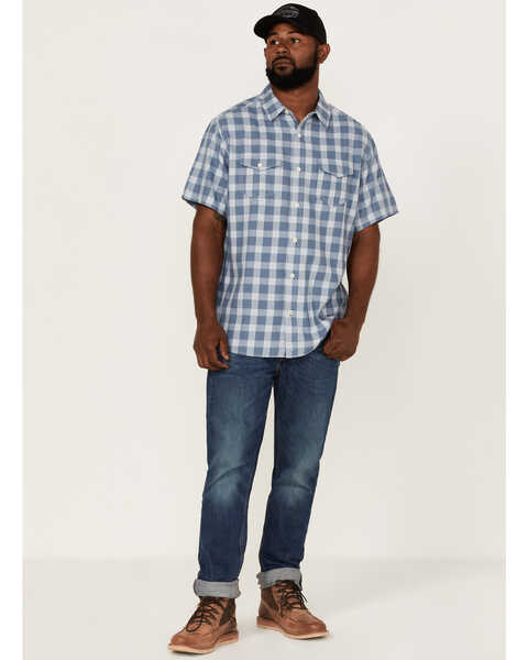 Image #2 - Brothers and Sons Men's Buffalo Check Plaid Short Sleeve Button Down Western Shirt , Indigo, hi-res