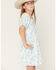 Image #2 - Trixxi Little Girls' Floral Print Puff Sleeve Midi Dress, Blue, hi-res