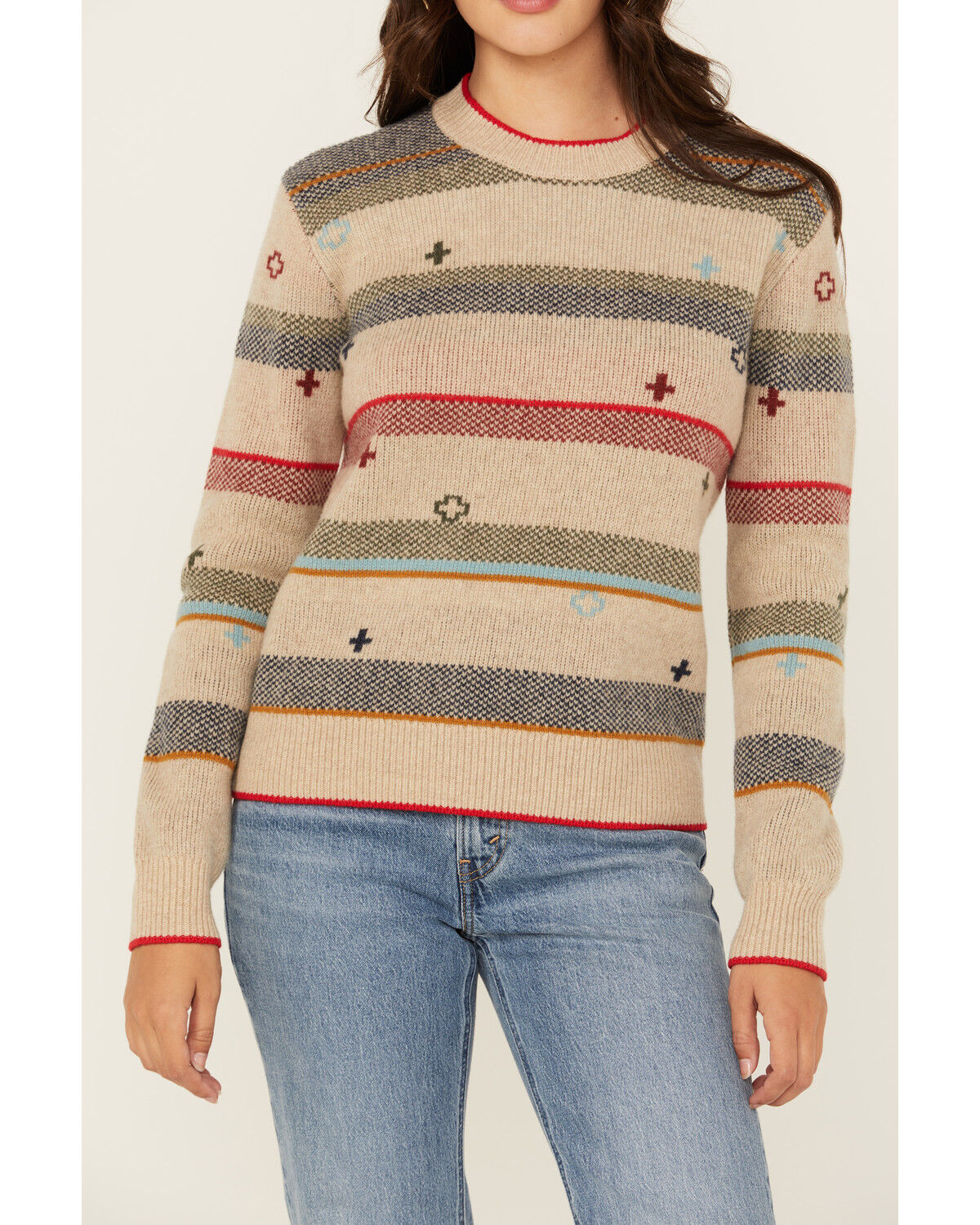 Image #3 - Pendleton Women's Striped Sweater, Oatmeal, hi-res