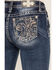 Image #2 - Miss Me Women's Dark Wash Mid Rise Fleur de Lis Bootcut Stretch Denim Jeans, Dark Wash, hi-res