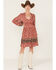 Image #1 - Wild Moss Women's Floral Print Long Sleeve Mini Dress, Rust Copper, hi-res