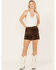 Image #1 - Driftwood Women's High Rise Studded Shorts , Chocolate, hi-res