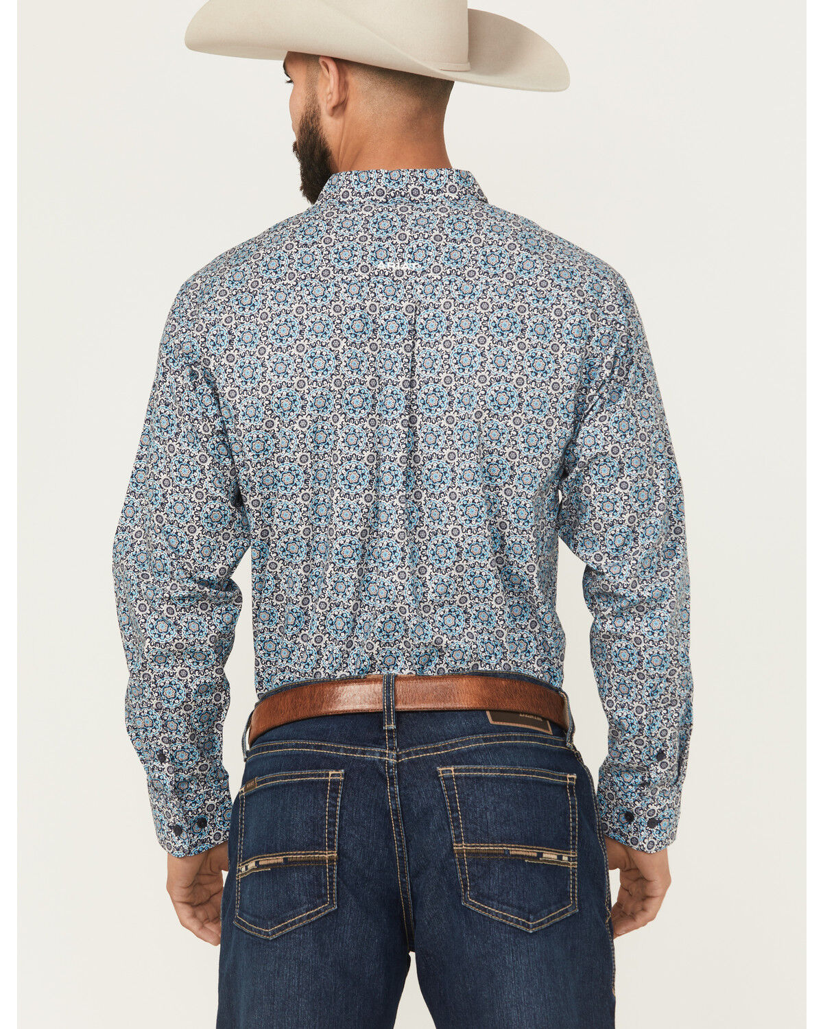 Image #4 - Ariat Men's Santiago Floral Print Long Sleeve Button-Down Western Shirt, Dark Teal, hi-res