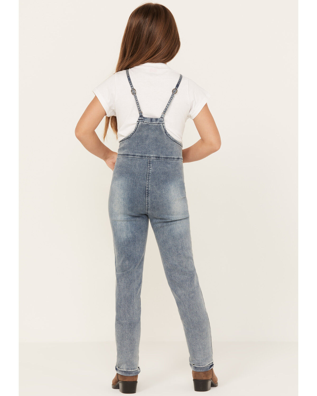 Image #4 - Hayden Girls' Medium Wash Denim Overalls, Blue, hi-res