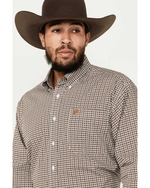 Image #2 - Cinch Men's Geo Print Long Sleeve Button-Down Western Shirt, White, hi-res