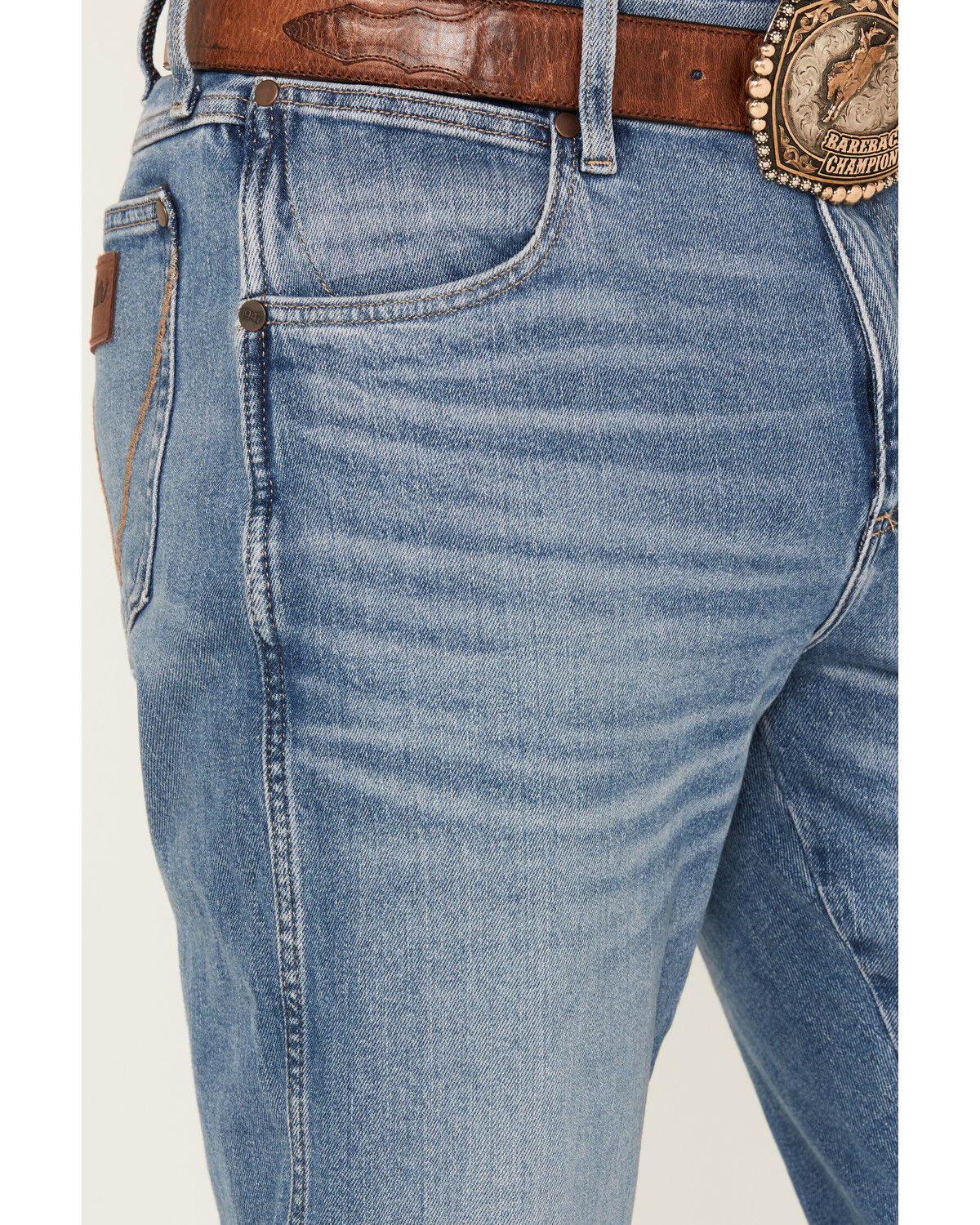 Image #2 - Wrangler Retro Men's Nolen Light Wash Slim Bootcut Stretch Denim Jeans - Tall, Light Wash, hi-res