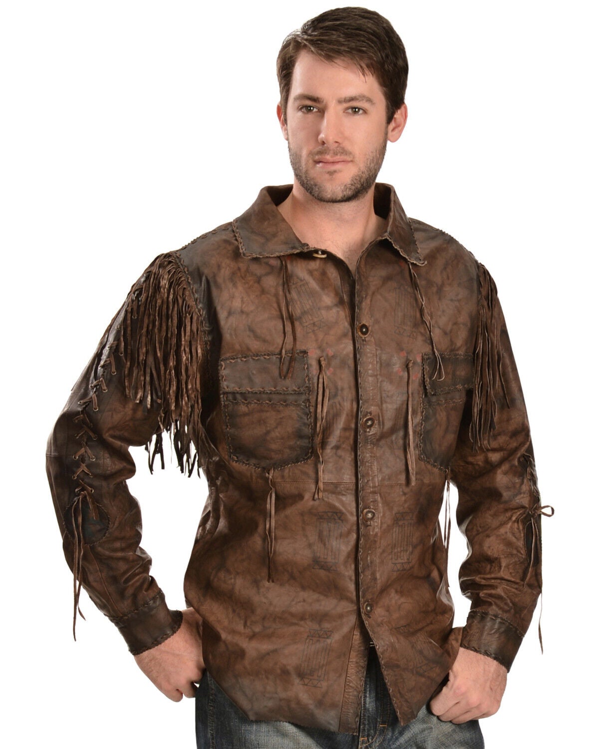 Kobler Leather Men's Chirikahua Leather Shirt, Brown, hi-res