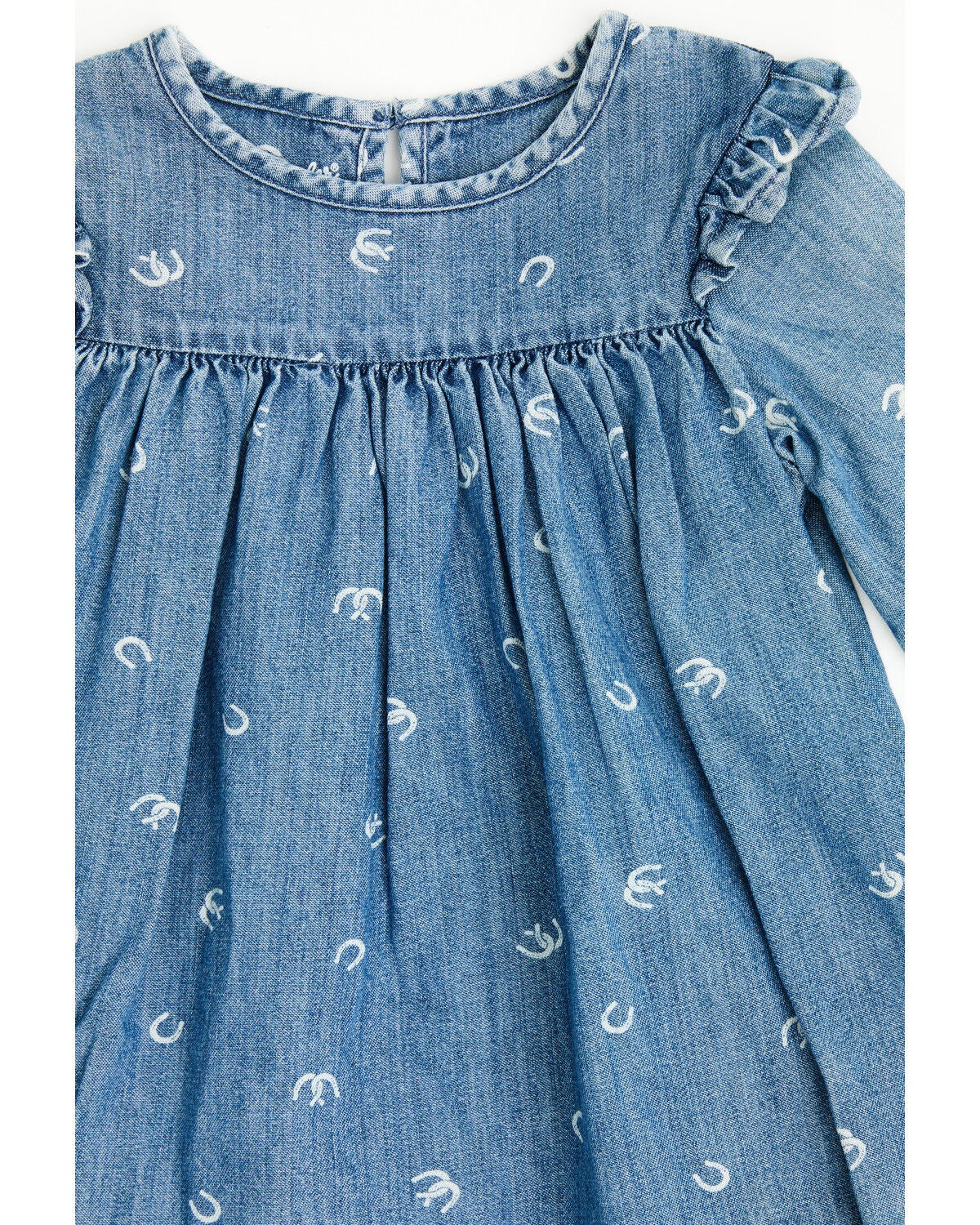 Image #3 - Wrangler Infant Girls' Horseshoe Print Denim Dress Set - 2 Piece, Blue, hi-res