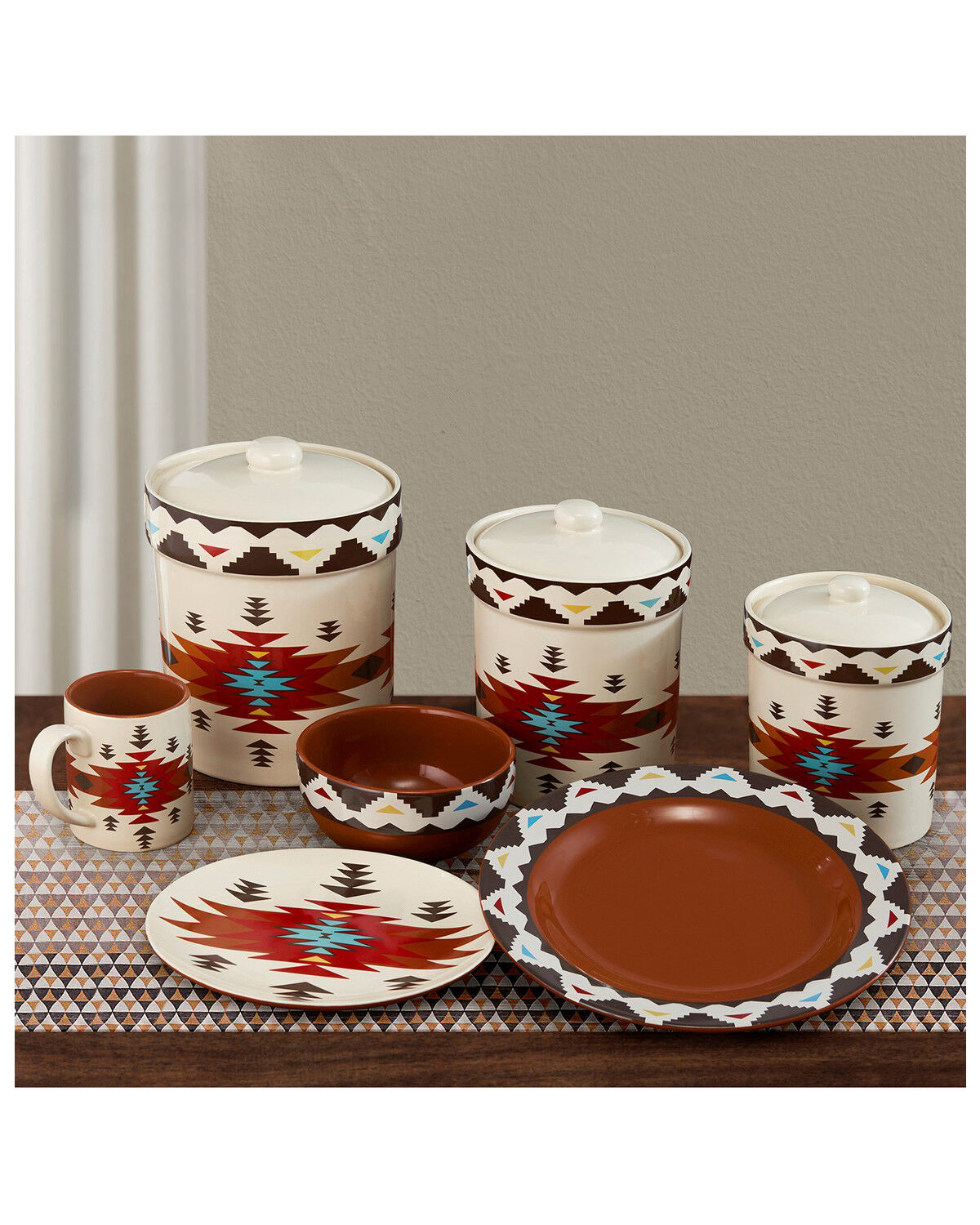 Image #1 - HiEnd Accents Del Sol Southwestern Dinnerware & Canister Set - 19 Piece, Multi, hi-res