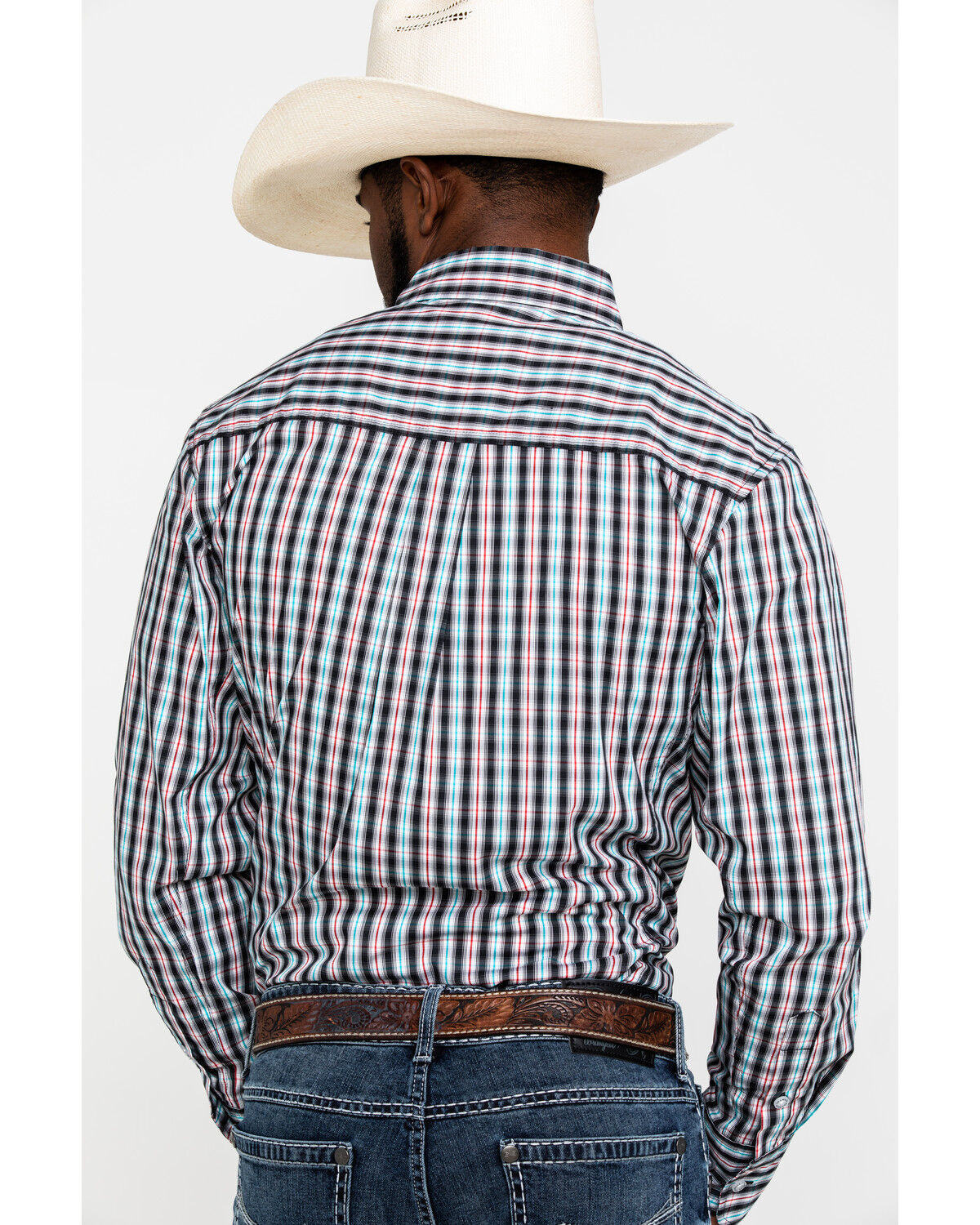 Image #2 - Wrangler 20X Men's Black Plaid Performance Long Sleeve Western Shirt , , hi-res