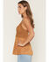 Image #2 - Blue B Women's Sleeveless Faux Suede Lace Bustier Tank, Camel, hi-res