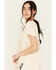 By Together Women's Lace Contrast Short Sleeve Knit Top, Cream, hi-res