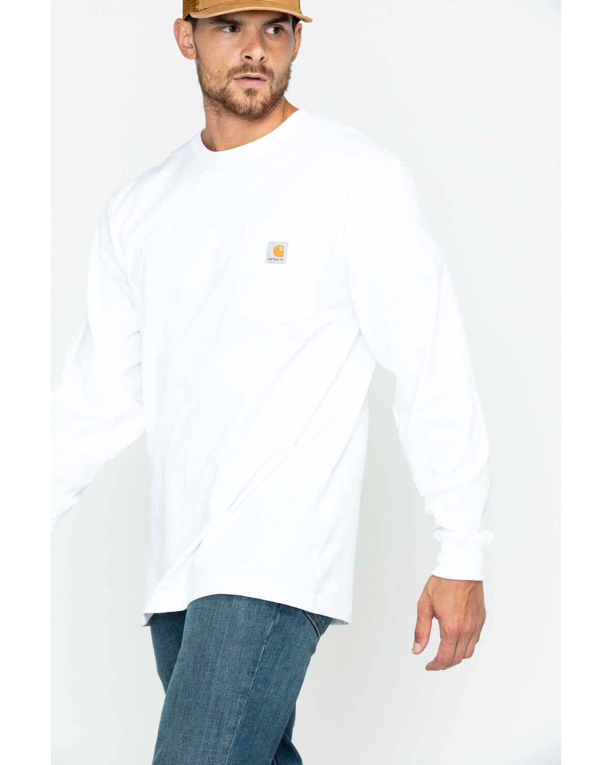 Image #4 - Carhartt Men's Workwear Long-Sleeve Pocket T-Shirt - Big, White, hi-res