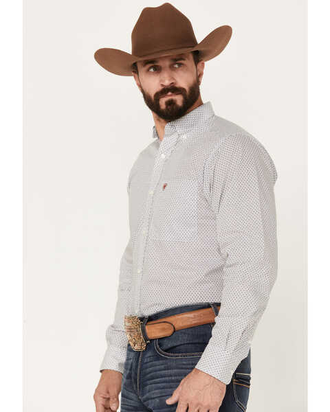Image #2 - Ariat Men's Warwick Fitted Long Sleeve Button Down Shirt, White, hi-res