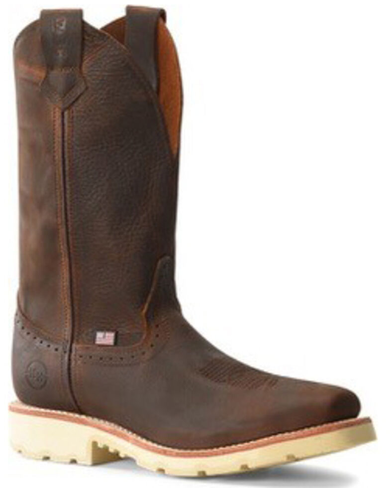 Double H Men's Wooten Western Boots - Wide Square Toe, Distressed Brown, hi-res