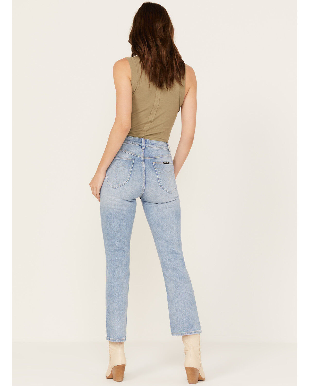 Image #3 - Rolla's Women's Light Medium Wash High Rise Bleeker Original Straight Jeans, Medium Wash, hi-res