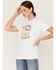 Image #1 - Wrangler Women's Boot Barn Exclusive Adventure Is Out There Short Sleeve Graphic Tee, Teal, hi-res