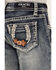 Image #2 - Grace in LA Little Girls' Light Wash Horseshoe Floral Bootcut Denim Jeans, Medium Wash, hi-res