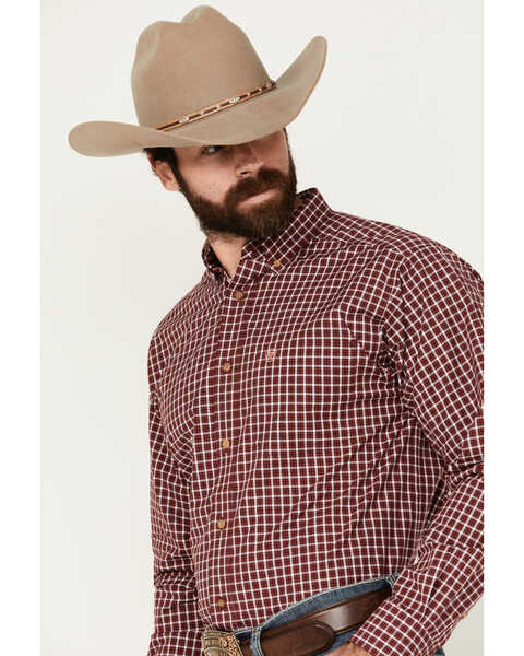 Image #2 - Ariat Men's Pro Series Tyson Checkered Print Long Sleeve Button-Down Western Shirt - Big , Red, hi-res