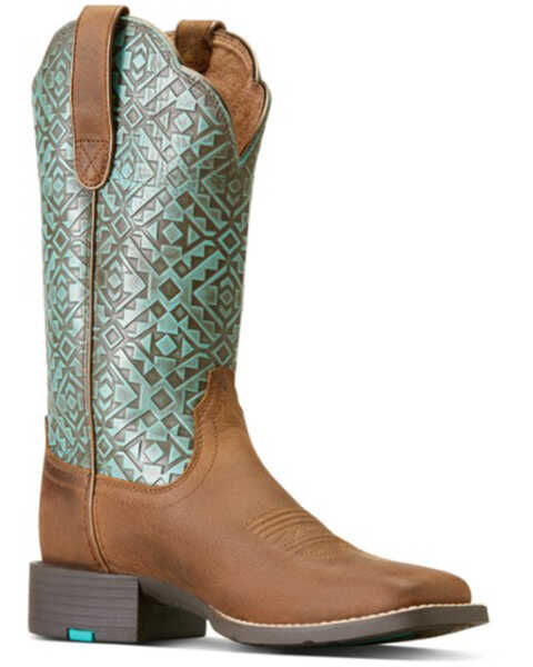 Image #1 - Ariat Women's Round Up Western Boots - Square Toe , Brown, hi-res